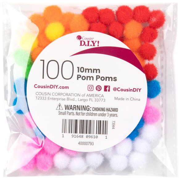 100-Pack 10 MM Pom Poms POM4000 - Image 3