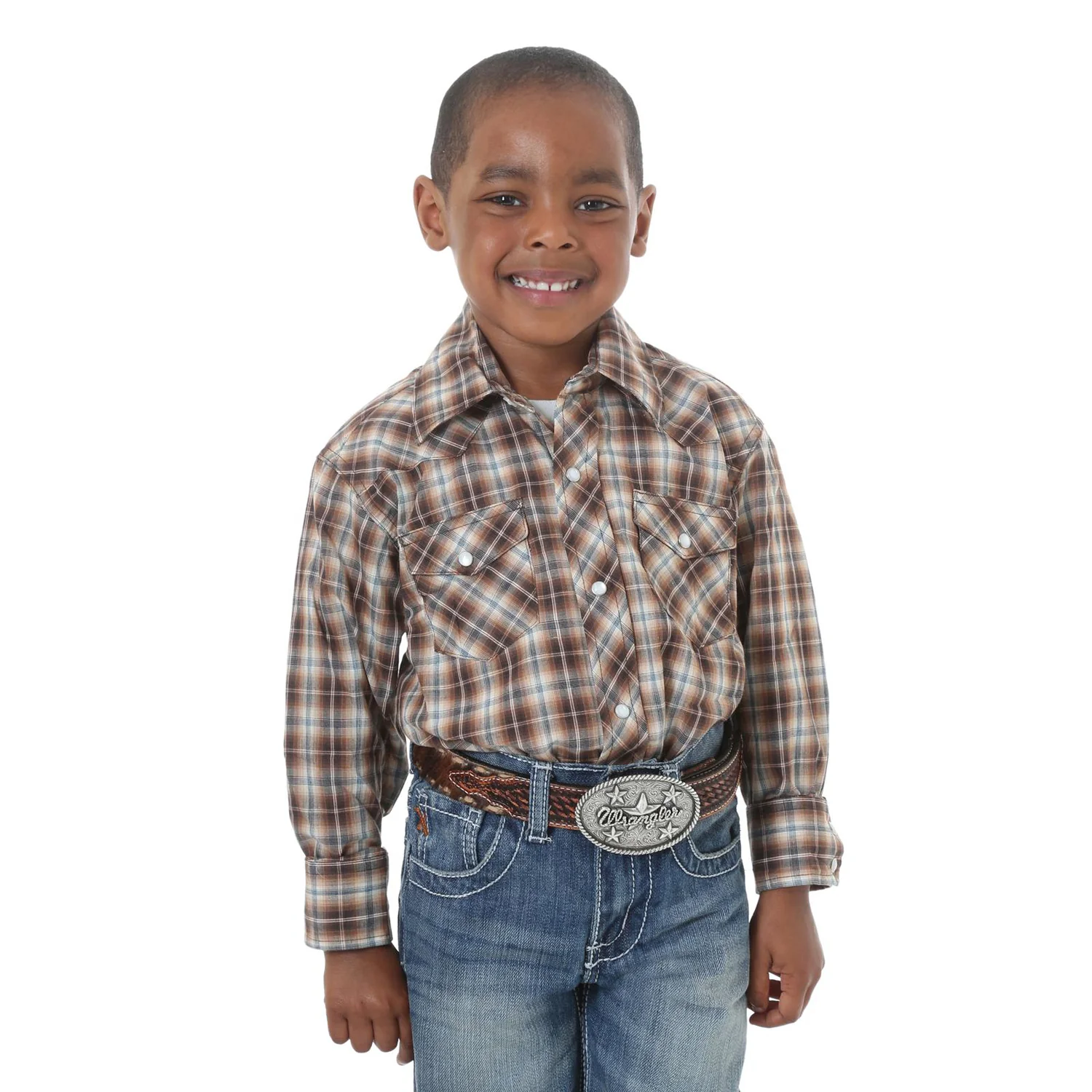 Boy's Long Sleeve Western Plaid Shirt 201WAAL