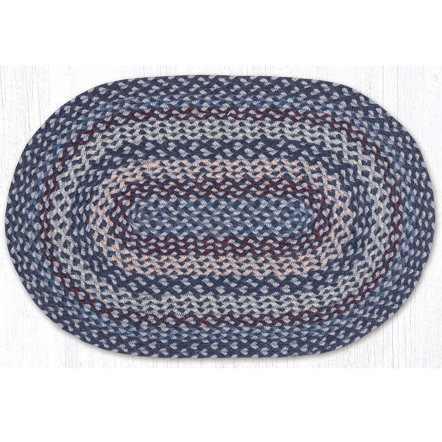 Braided Oval Rug Blue/Gray/Burgundy C-913