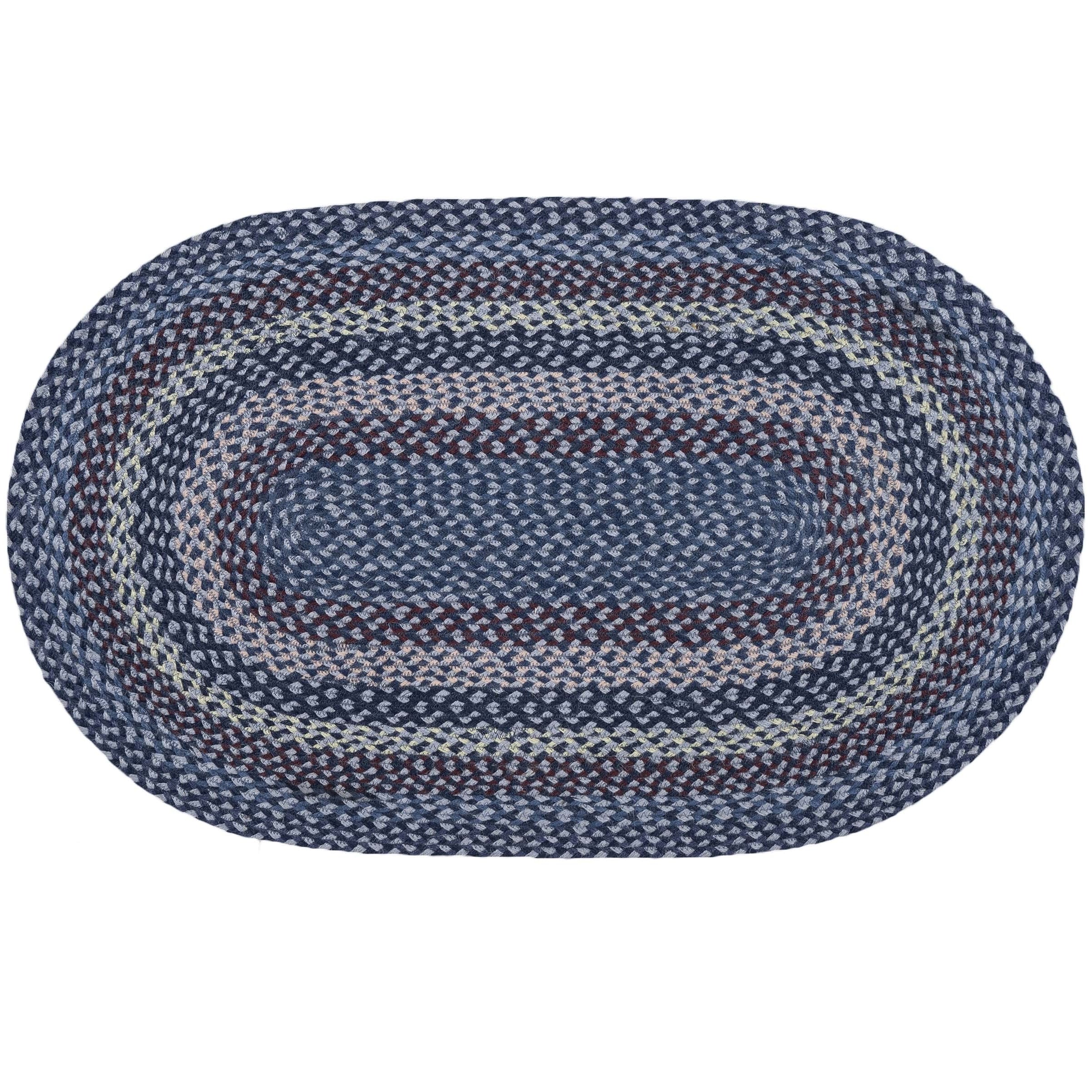 Braided Oval Rug Blue/Gray/Burgundy C-913 - Image 2
