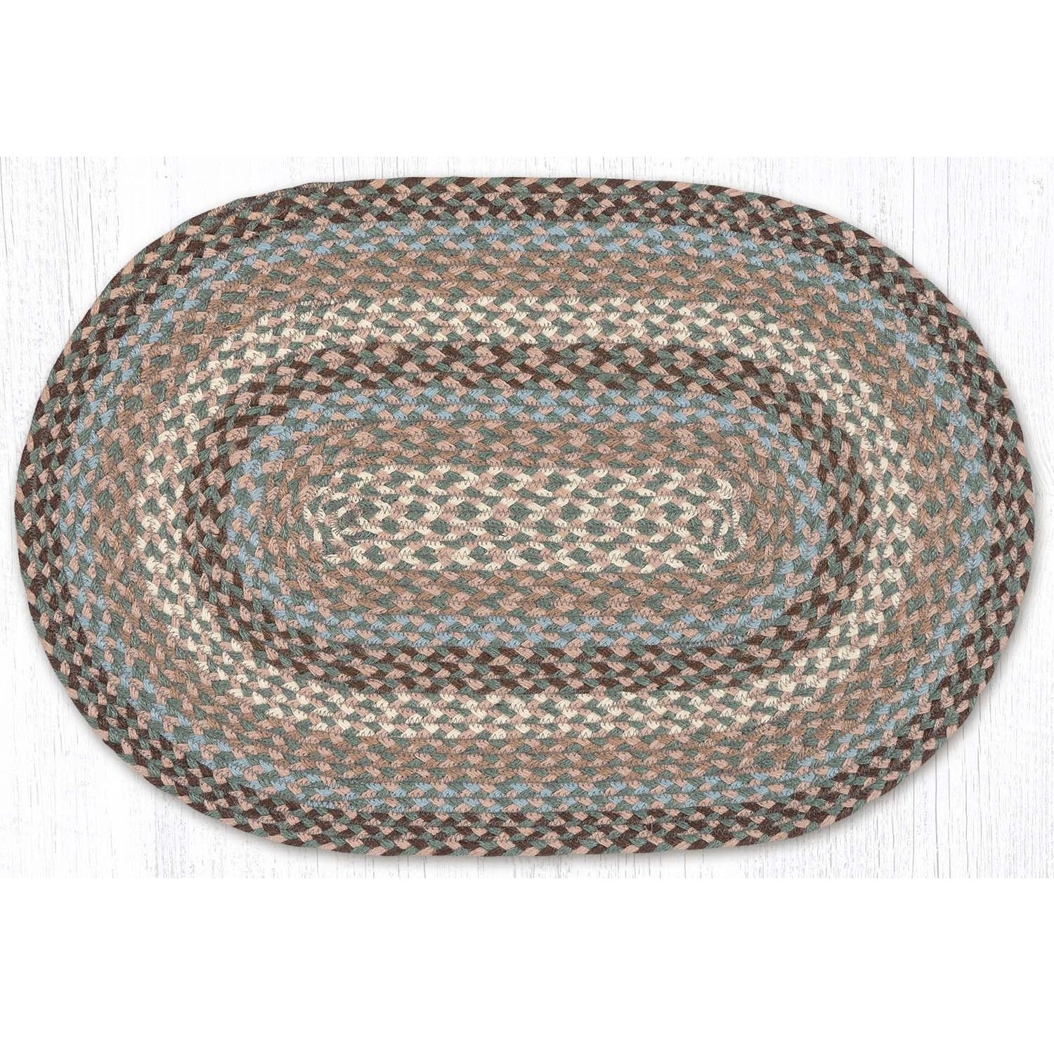 Braided Oval Rug Taupe/Ivory/Light Blue C-911