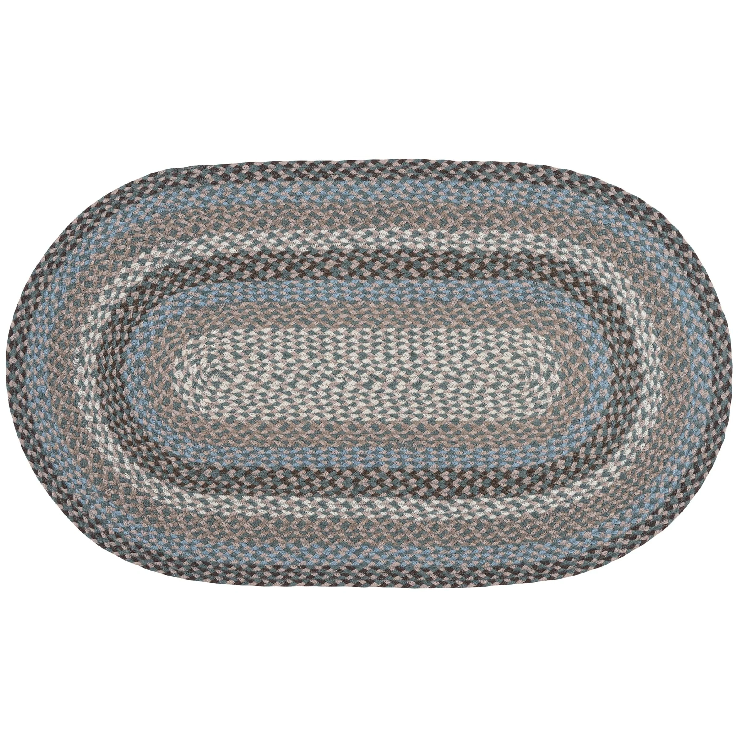 Braided Oval Rug Taupe/Ivory/Light Blue C-911 - Image 2