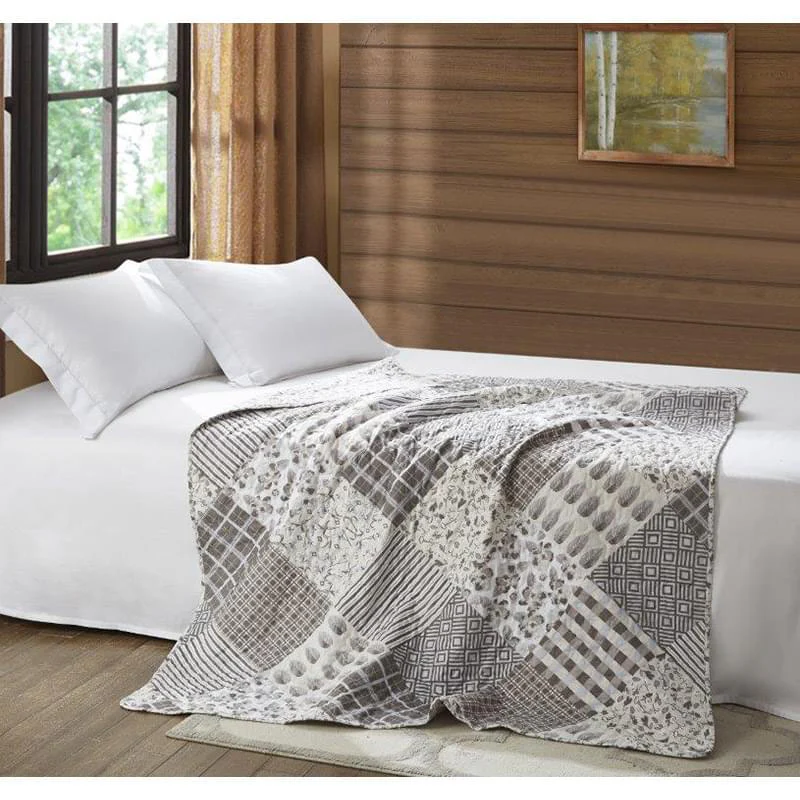 Charming Grays Patchwork Quilted Throw DQT10077 - Image 2