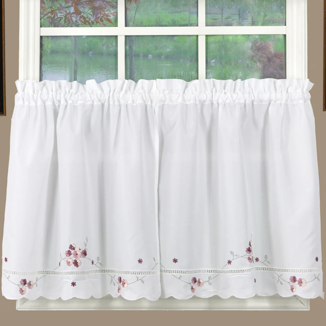 Christine Curtains White with Rose Floral Accents 22 - Image 2