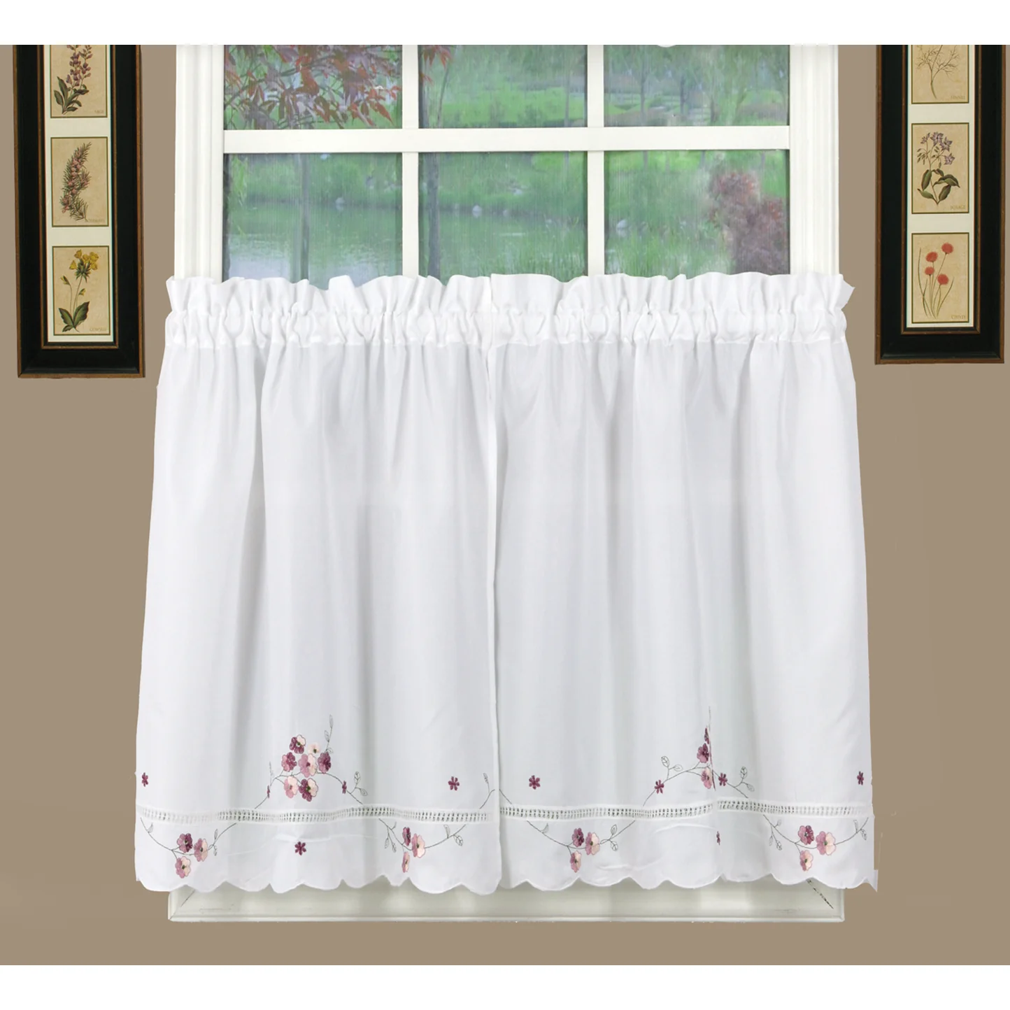 Christine Curtains White with Rose Floral Accents 22 - Image 3