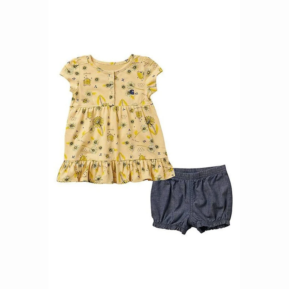 Girl's Short-Sleeve Printed Dress & Diaper Cover Set CG9792