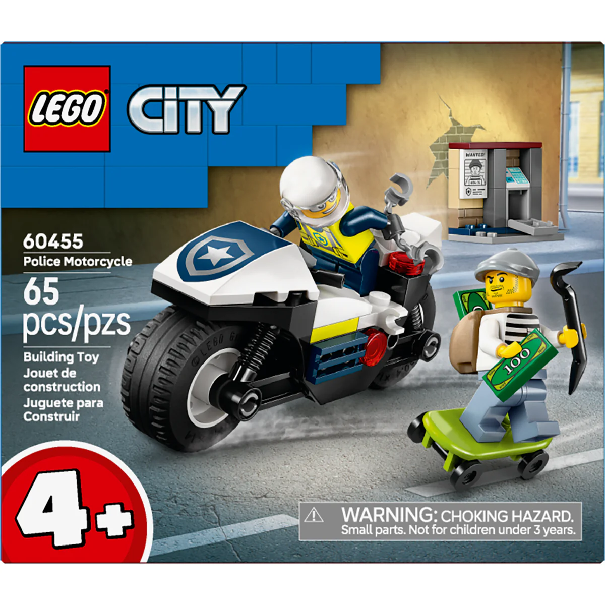 LEGO City Police Motorcycle Chase Toy, Motorbike Set for Ages 4 and up 60455
