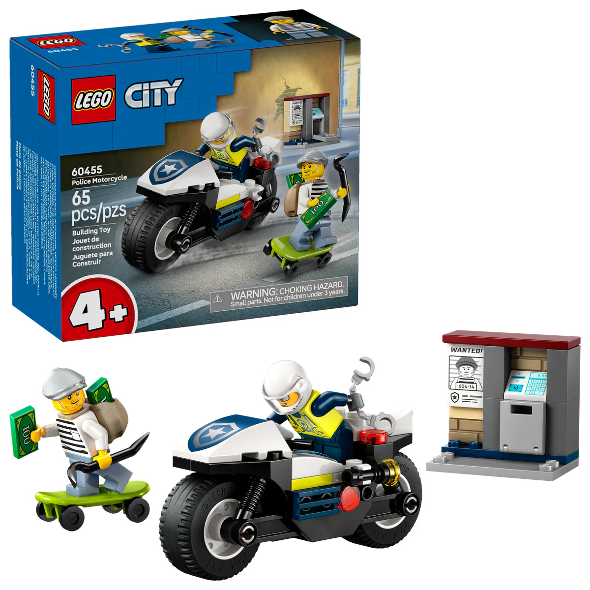 LEGO City Police Motorcycle Chase Toy, Motorbike Set for Ages 4 and up 60455 - Image 4