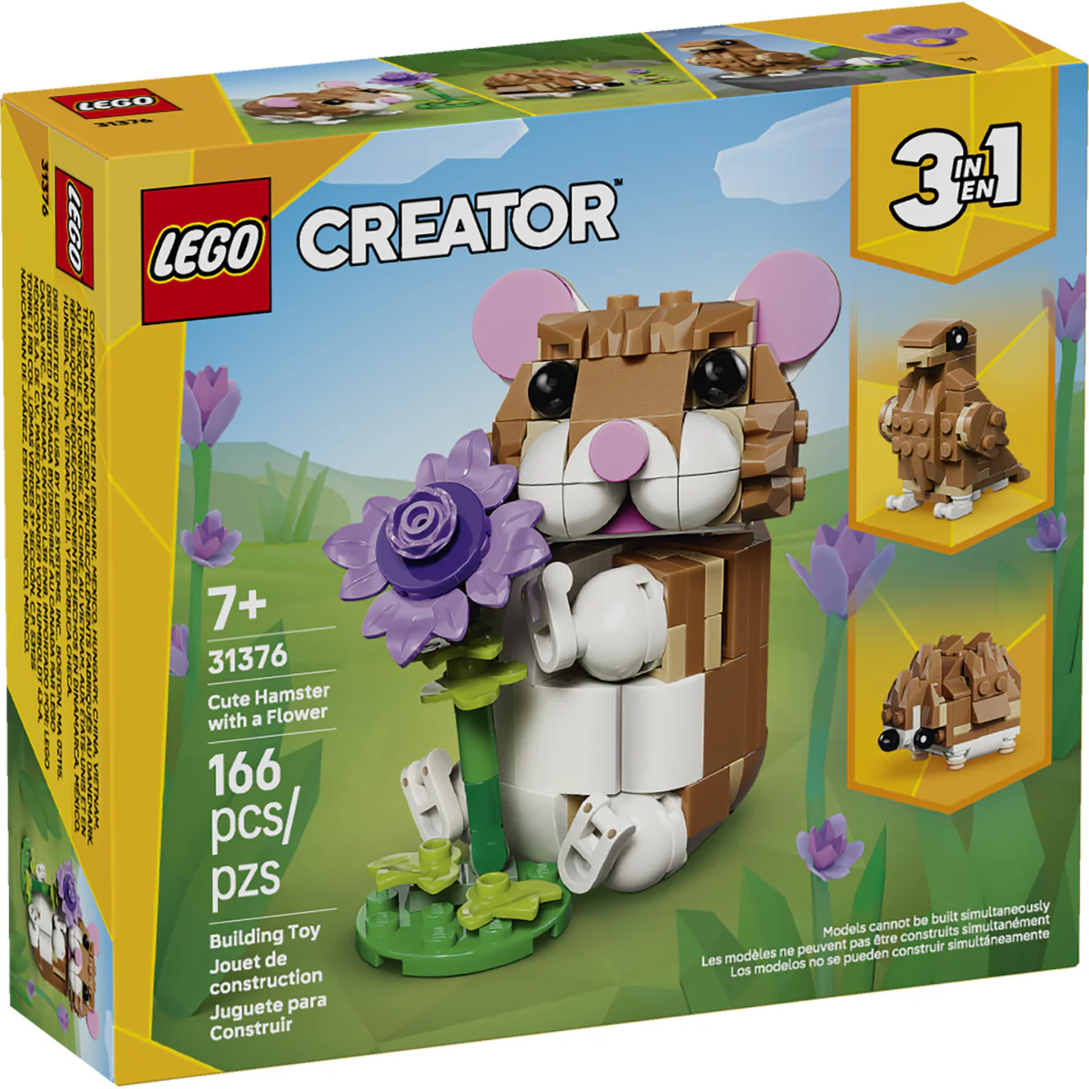 LEGO Creator 3 in 1 Cute Hamster with a Flower Toy 31376 - Image 2