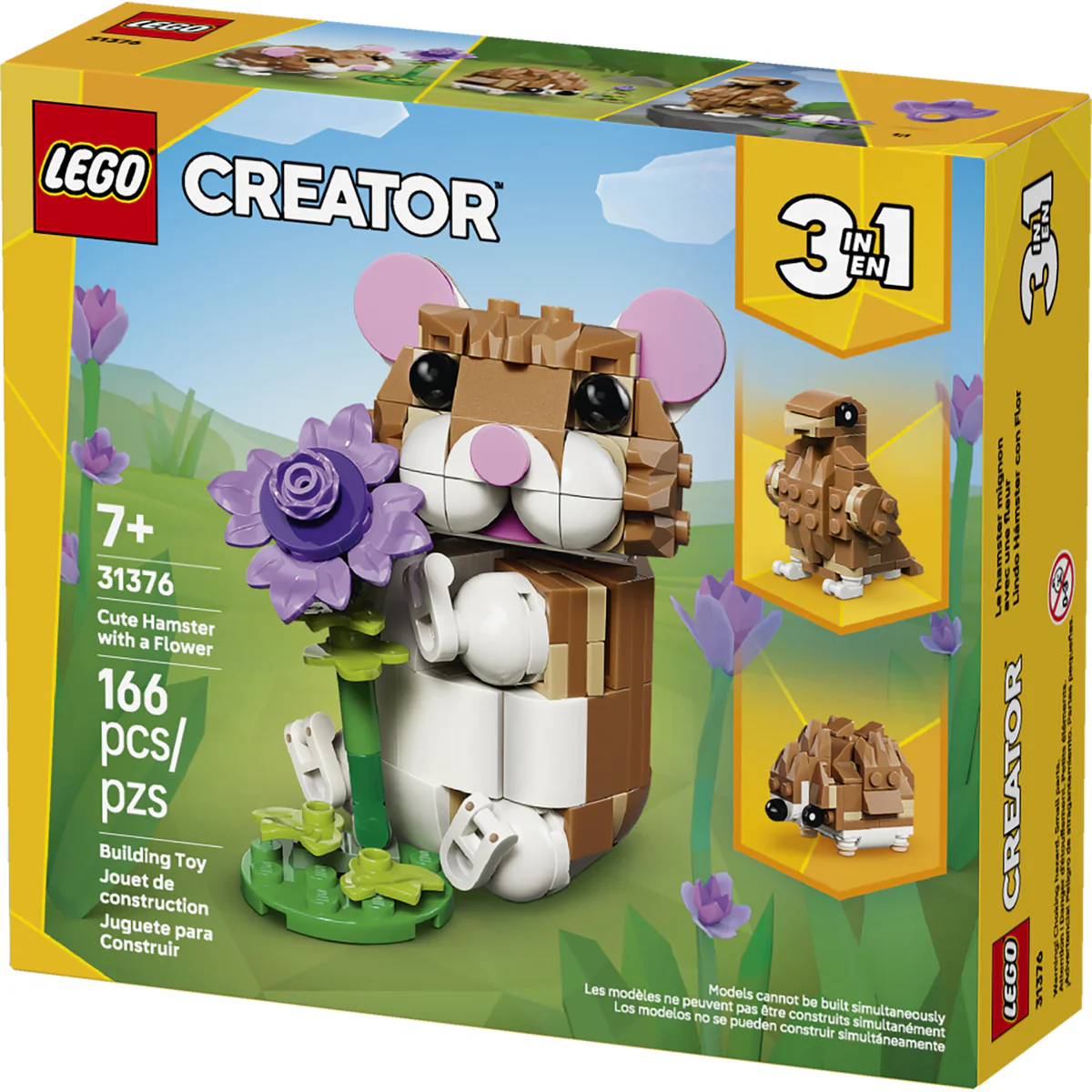 LEGO Creator 3 in 1 Cute Hamster with a Flower Toy 31376 - Image 3