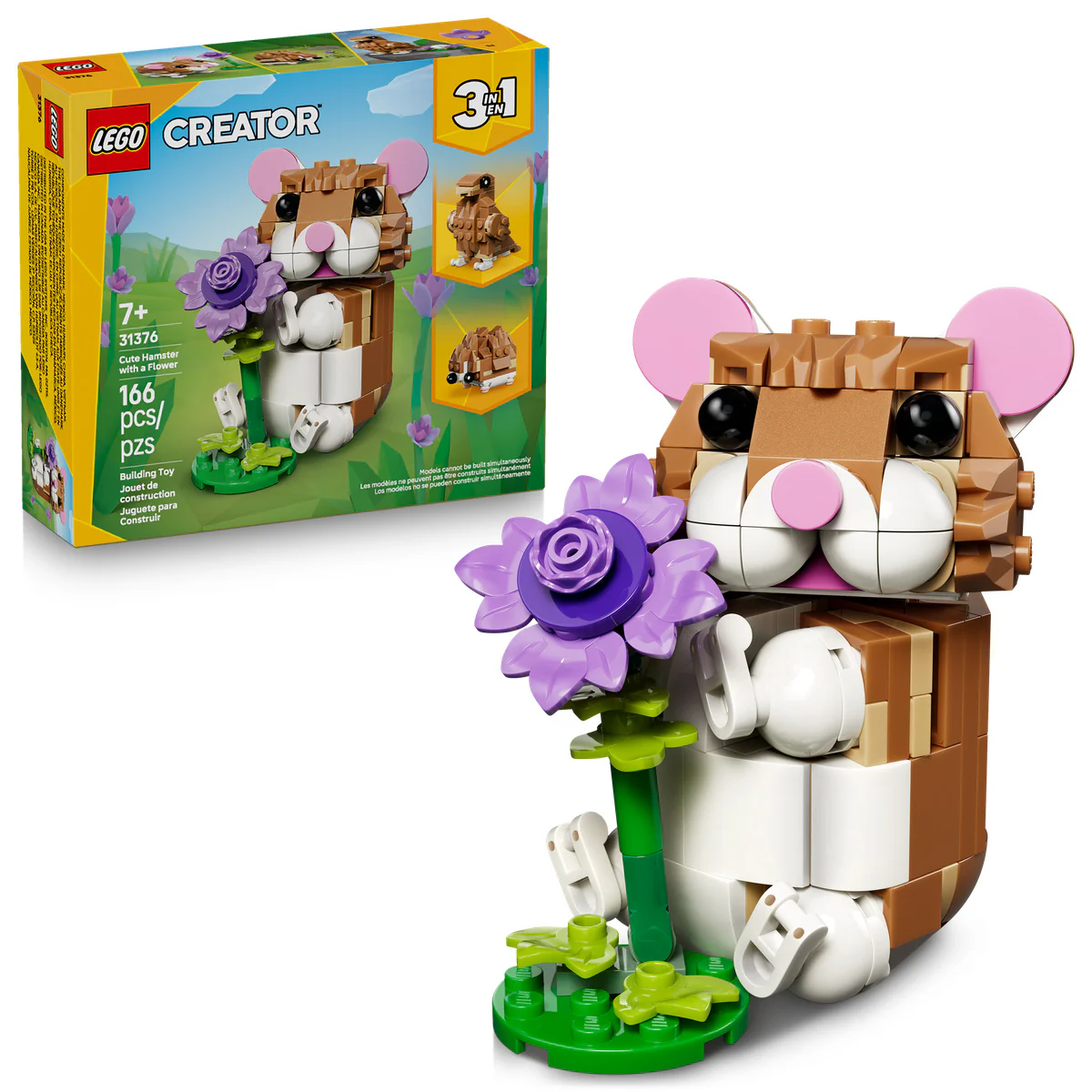 LEGO Creator 3 in 1 Cute Hamster with a Flower Toy 31376 - Image 4
