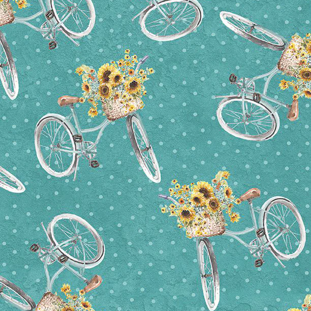 Sunflower Sweet Collection Bicycle Toss Cotton Fabric 17794 - Image 2
