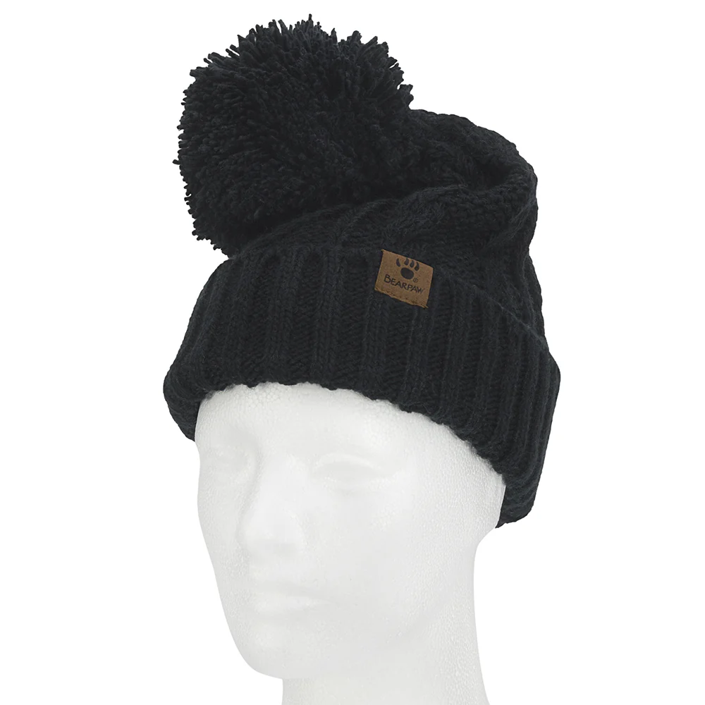 Women's Cable Pom Beanie Knit Hat 11LKR04911 - Image 4